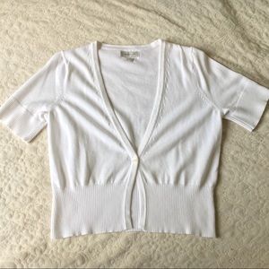 NWOT Van Heusen white short sleeve crop cardigan